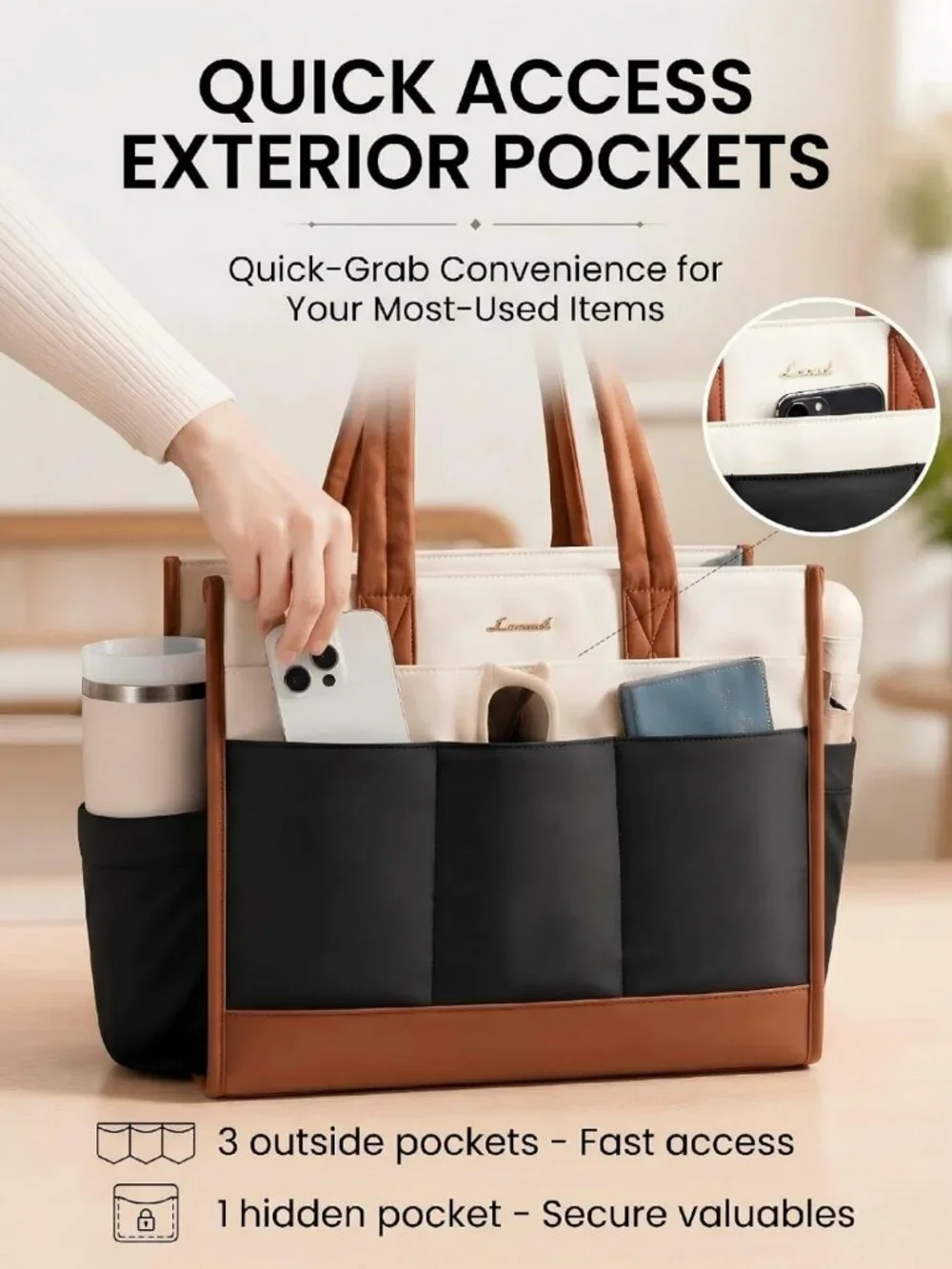 Stylish Work Tote Bag for Women, 17.3